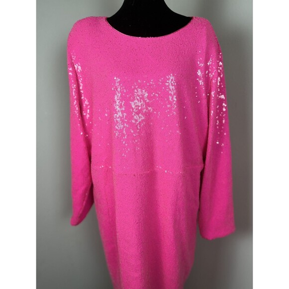 Torrid At The Knee Sequin Strong Shoulder Dress Pink size 24 - Picture 11 of 16
